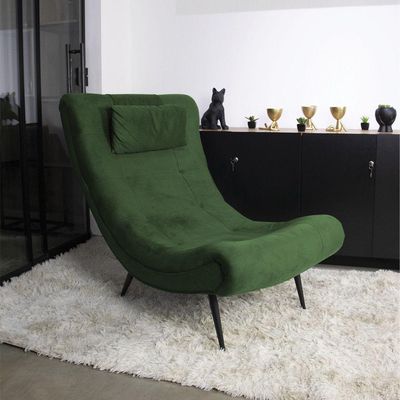 Kit 02 Poltronas Sher Suede Pés Palito De Ferro Verde
