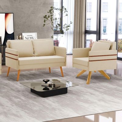 Kit 01 Namoradeira E 01 Poltrona Suede Ma30 Bege