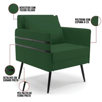 Kit 01 Namoradeira 02 Lugares E 02 Poltronas De Ferro Verde