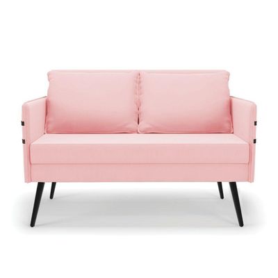 Kit 01 Namoradeira E 02 Poltronas Suede Rosa Bebê