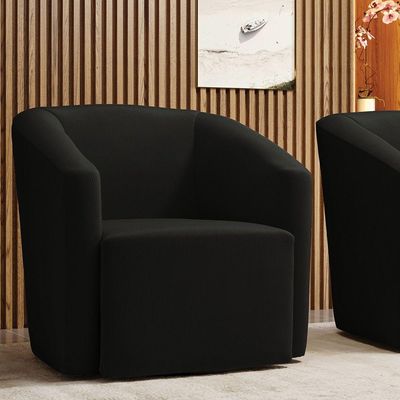 Poltrona Stella Max Suede Preto Base Giratória - D'rossi