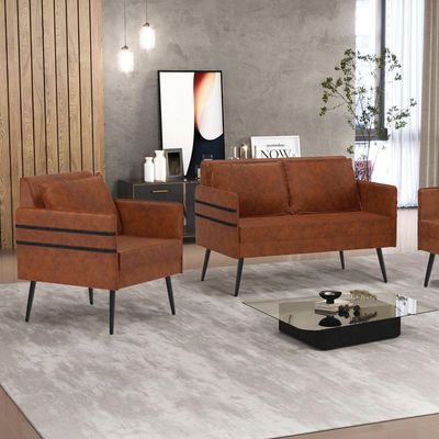 Kit 01 Namoradeira E 01 Poltrona Corano Nozes