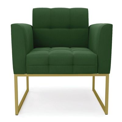 Poltrona Elisa Suede Verde Base Metálica Industrial Dourada - D'rossi