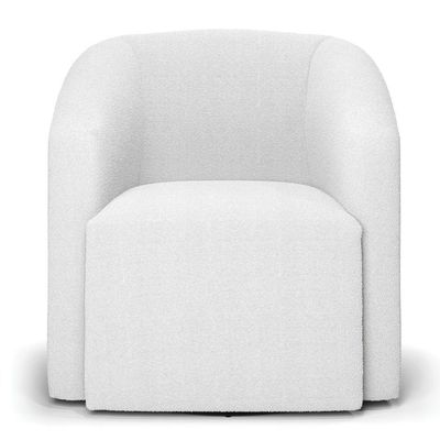 Poltrona Stella Max Bouclê Off White Base Giratória - D'rossi