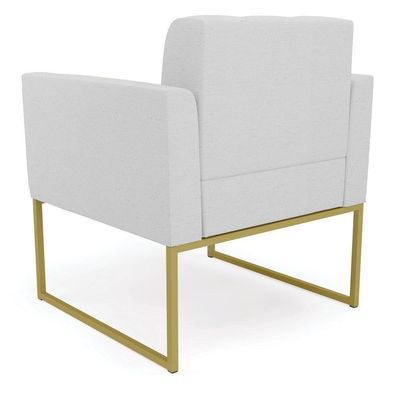 Poltrona Elisa Linho Base Metálica Industrial Dourada - D'rossi Cor A05 Cinza