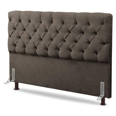 Cabeceira Cama Box Casal Lylla 140cm Capitonê Com Frame Linho Cacau - Desk Design