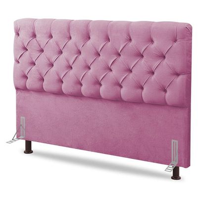 Cabeceira Cama Box Casal Lylla 140cm Capitonê Com Frame Suede Rosa - Desk Design