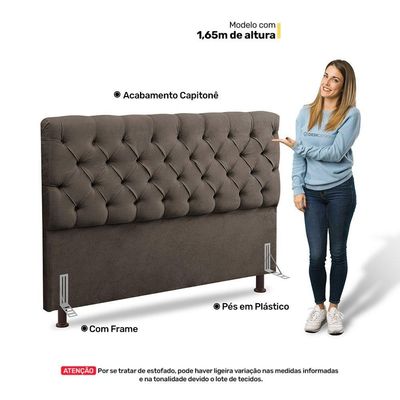 Cabeceira Cama Box Solteiro Lylla 90cm Capitonê Com Frame Linho Cacau - Desk Design