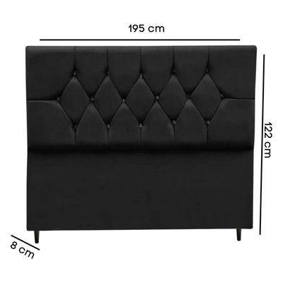 Cabeceira Cama Box King 195 Cm Geovana Suede Preto