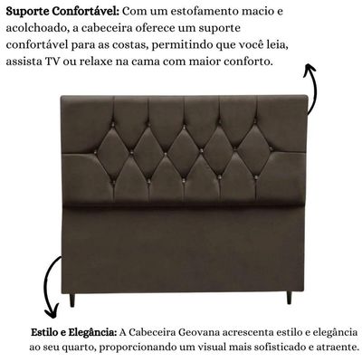 Cabeceira Cama Box Estofada Queen 195cm Geovana Suede Marrom
