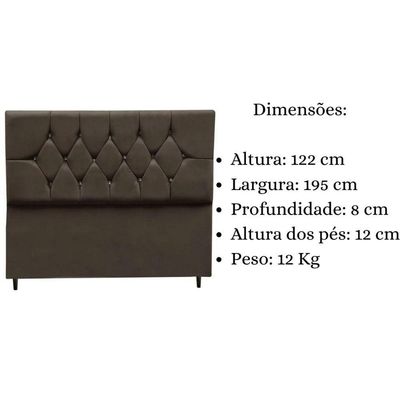 Cabeceira Cama Box Estofada Queen 195cm Geovana Suede Marrom
