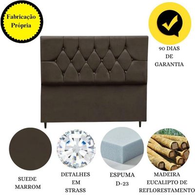 Cabeceira Cama Box Estofada Queen 195cm Geovana Suede Marrom