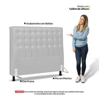 Cabeceira Cama Box Casal Ciara 140cm Botonê Com Frame Sintético Branco