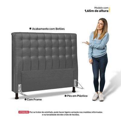 Cabeceira Cama Box Casal King Size Ciara 195cm Botonê Com Frame Linho Cinza