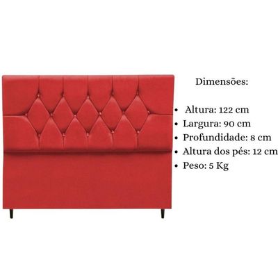 Cabeceira Cama Box Solteiro 90 Cm Geovana Suede Vermelho