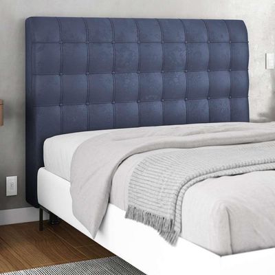 Cabeceira Cama Box Casal Ciara 140cm Botonê Com Frame Linho Azul