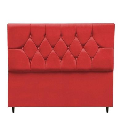 Cabeceira Cama Box Solteiro 90 Cm Geovana Suede Vermelho