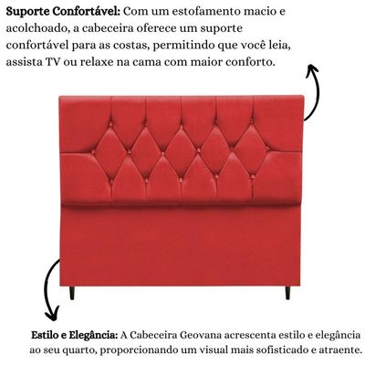 Cabeceira Cama Box Solteiro 90 Cm Geovana Suede Vermelho