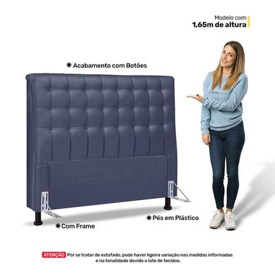 Cabeceira Cama Box Casal Queen Size Ciara 160cm Botonê Com Frame Linho Azul