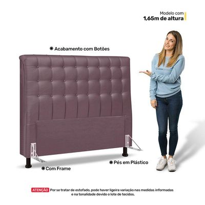 Cabeceira Cama Box Casal Queen Size Ciara 160cm Botonê Com Frame Veludo Rosê