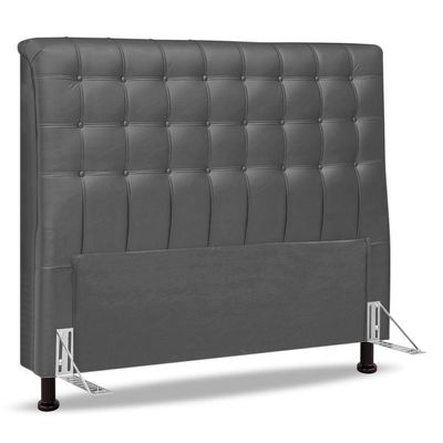 Cabeceira Cama Box Casal Ciara 140cm Botonê Com Frame Suede Cinza