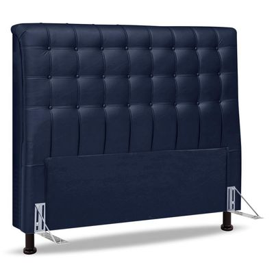 Cabeceira Cama Box Casal Ciara 140cm Botonê Com Frame Suede Azul Marinho