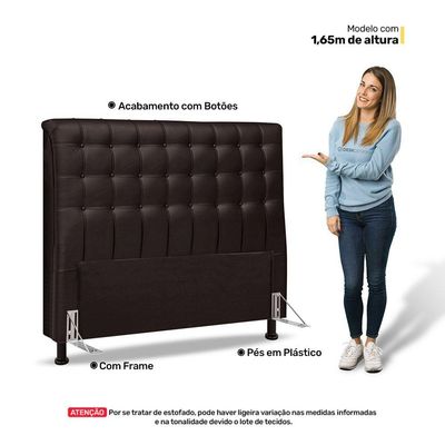 Cabeceira Cama Box Casal Queen Size Ciara 160cm Botonê Com Frame Suede Marrom