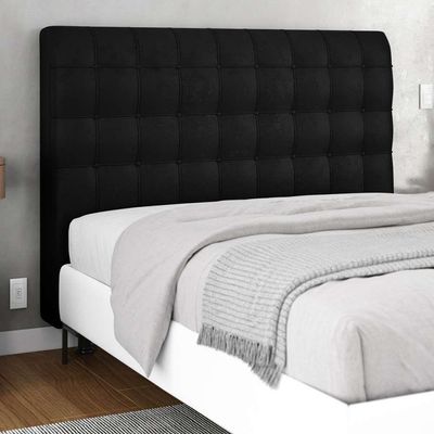 Cabeceira Cama Box Casal King Size Ciara 195cm Botonê Com Frame Suede Preto