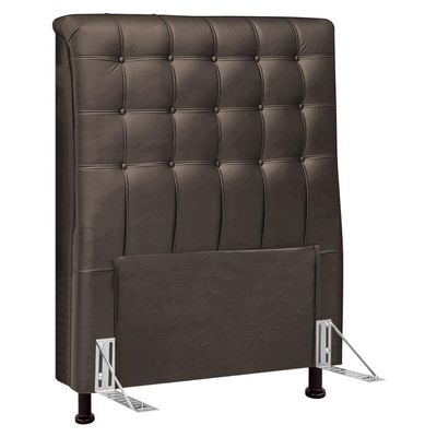 Cabeceira Cama Box Solteiro Ciara 90cm Botonê Com Frame Linho Cacau