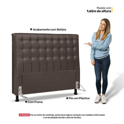 Cabeceira Cama Box Casal Ciara 140cm Botonê Com Frame Linho Cacau