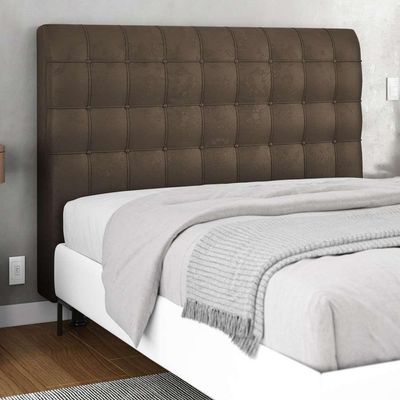 Cabeceira Cama Box Casal Ciara 140cm Botonê Com Frame Linho Cacau