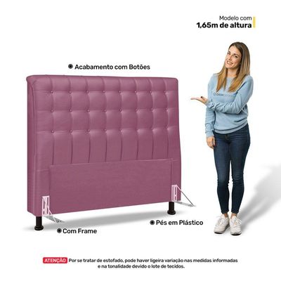 Cabeceira Cama Box Casal Queen Size Ciara 160cm Botonê Com Frame Suede Rosa