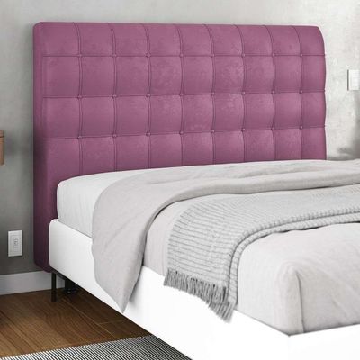 Cabeceira Cama Box Casal King Size Ciara 195cm Botonê Com Frame Suede Rosa
