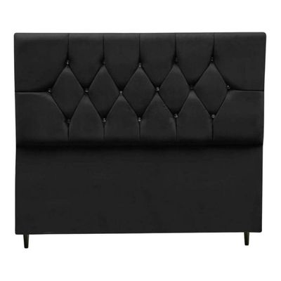 Cabeceira Cama Box Estofada Queen 160 Cm Geovana Suede Preto