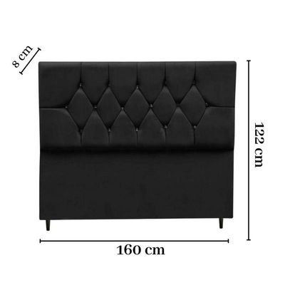 Cabeceira Cama Box Estofada Queen 160 Cm Geovana Suede Preto