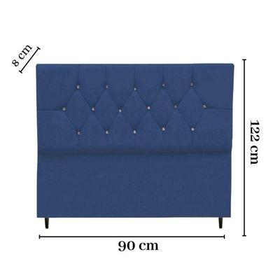 Cabeceira Cama Box Solteiro 90 Cm Geovana Suede Azul Marinho