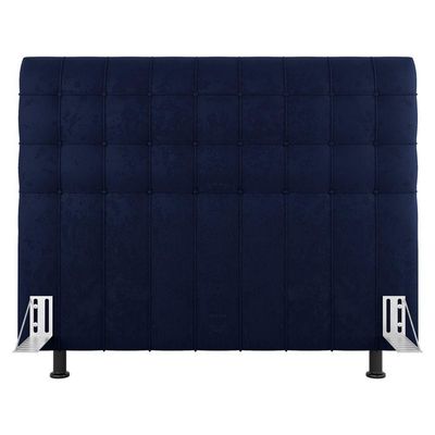 Cabeceira Cama Box Casal Queen Size Dahlia 160Cm Com Frame Veludo Azul Marinho - Desk Design
