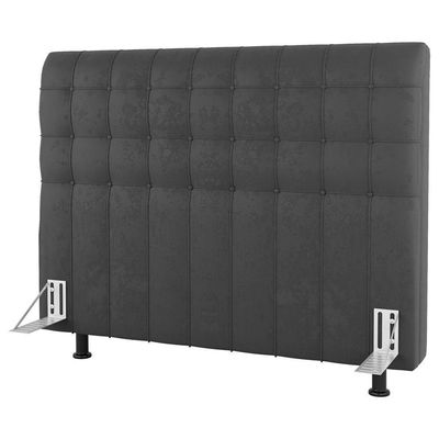 Cabeceira Cama Box Casal Dahlia 140Cm Com Frame Suede Cinza Escuro - Desk Design