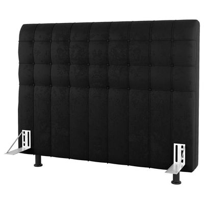 Cabeceira Cama Box Solteiro Dahlia 90Cm Com Frame Suede Preto - Desk Design