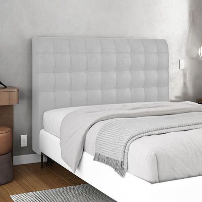 Cabeceira Cama Box Casal Queen Size Dahlia 160Cm Com Frame Sintético Branco - Desk Design