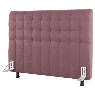 Cabeceira Cama Box Casal Dahlia 140Cm Com Frame Veludo Rosê - Desk Design
