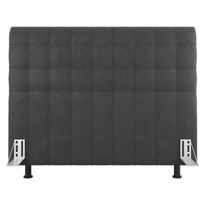 Cabeceira Cama Box Casal King Size Dahlia 195Cm Com Frame Suede Cinza Escuro - Desk Design
