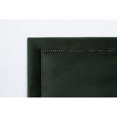 Cabeceira Casal Reta Luxo 140x60 Veludo Verde - Tachas Fumê