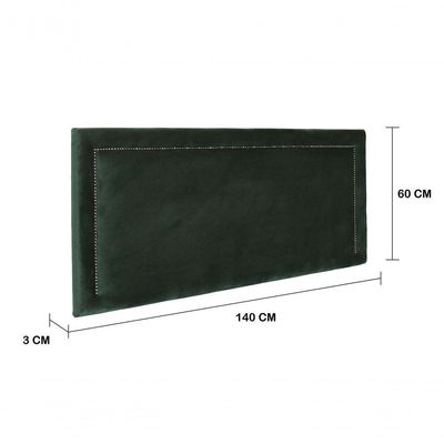 Cabeceira Casal Reta Luxo 140x60 Veludo Verde - Tachas Fumê