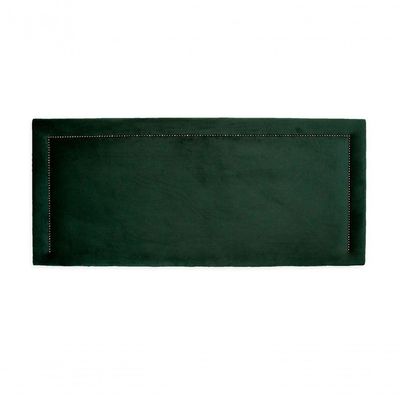 Cabeceira Casal Reta Luxo 140x60 Veludo Verde - Tachas Fumê