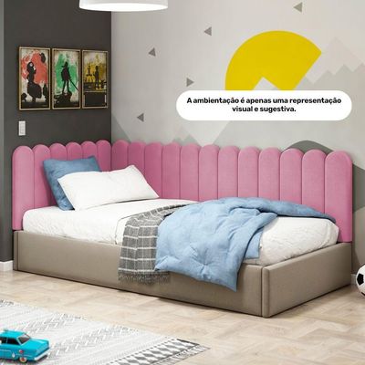 Painel Cabeceira Cama Box Casal Lana 140cm Suede Rosa - Desk Design