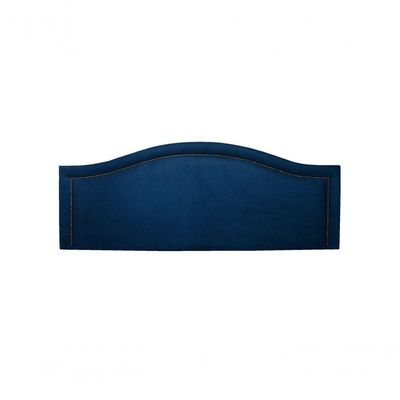 Cabeceira King Curva Luxo 193x60 Suede Azul - Tachas Fumê
