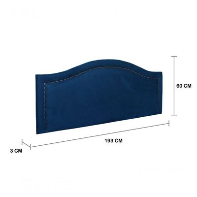 Cabeceira King Curva Luxo 193x60 Suede Azul - Tachas Fumê
