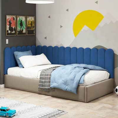 Painel Cabeceira Cama Box Casal King Size Lana 195cm Suede Azul - Desk Design