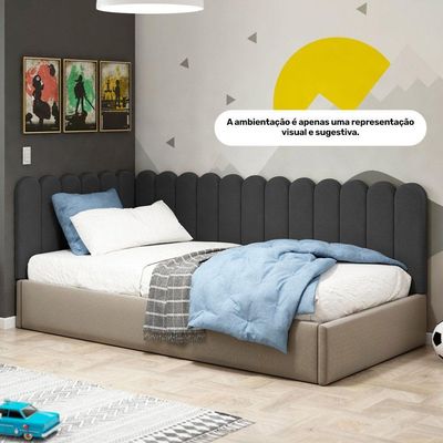 Painel Cabeceira Cama Box Casal Queen Size Lana 160cm Linho Cinza - Desk Design